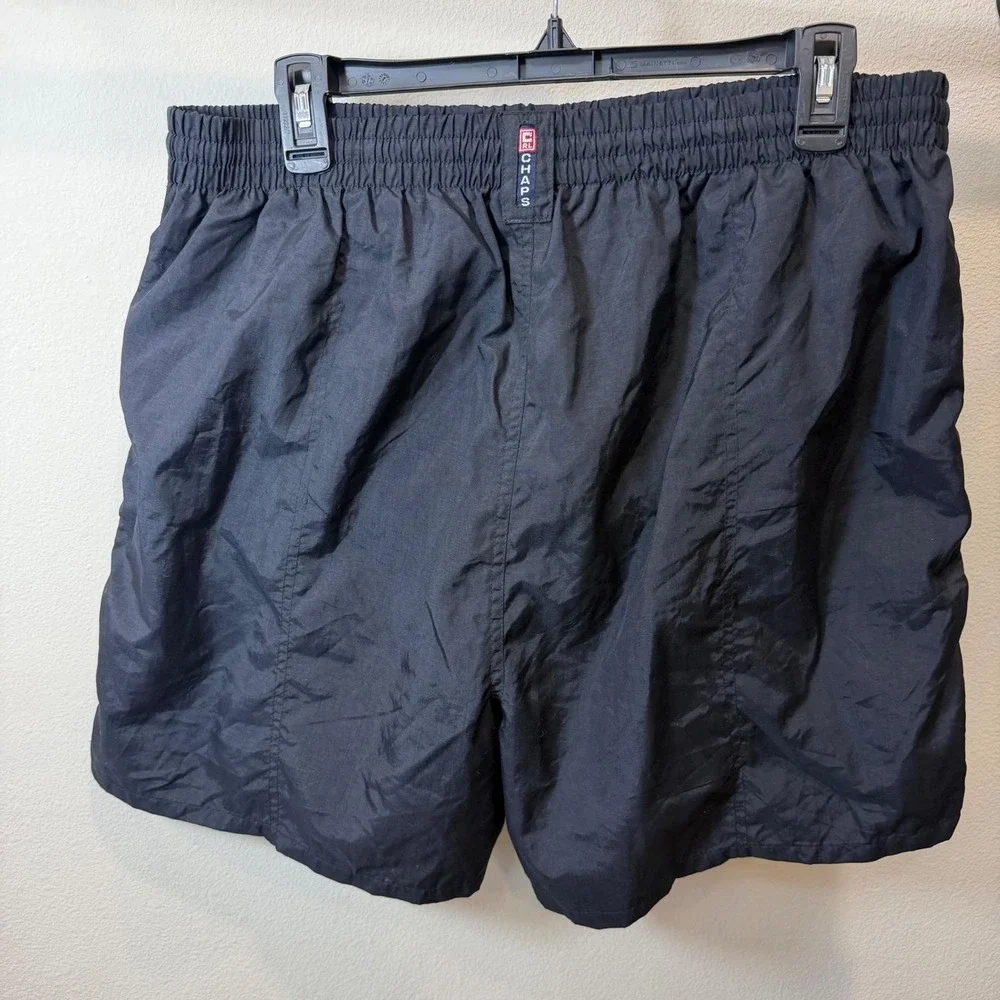 Chaps‎ Ralph Lauren Vintage Mens Black Nylon Mesh Lined Swim Trunks Shorts Large